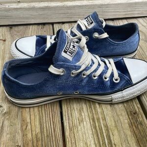 CONVERSE ALL STAR Low Top Blue Velour/Velvet  Sneakers Size W8